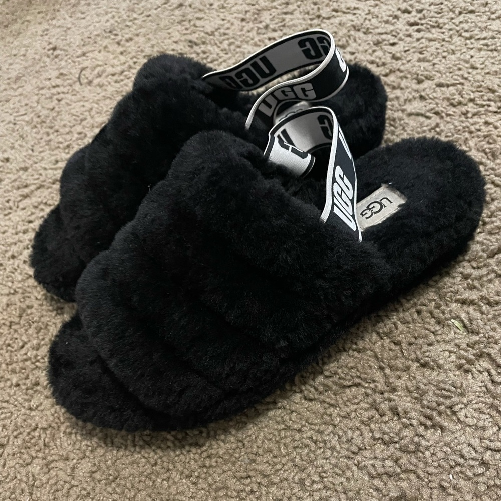 black Ugg slides - lightly used
